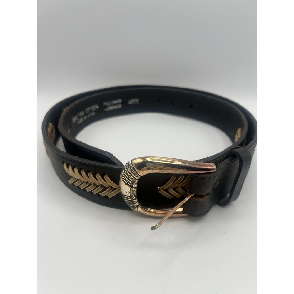 Brushy Creek Full Grain Cowhide Leather Belt Black Size 44 Made In USA 4575‎